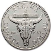 Серебряная монета Череп Бизона 1 доллар 1982 Канада