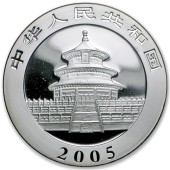 Серебряная монета 1oz Китайская Панда 10 юань 2005 Китай