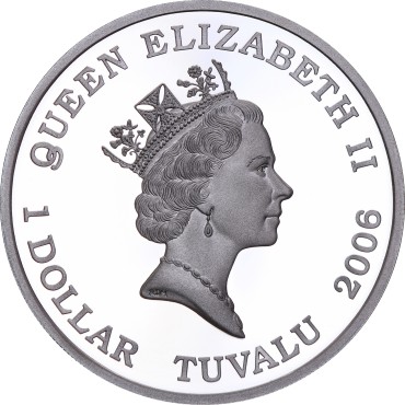 Серебряная монета 1oz Автомобиль "1963 Corvette Sting Ray" 1 доллар 2006 Тувалу (цветная)