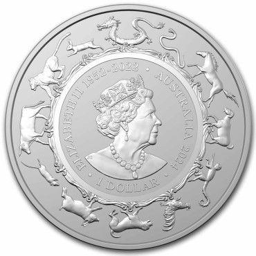 Срібна монета 1oz Рік Дракона 1 долар 2024 Австралія