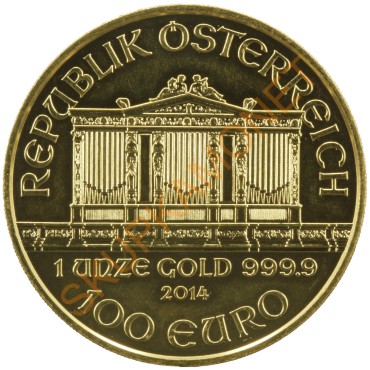 Золота монета 1oz Віденська Філармонія 100 євро 2014 Австрія