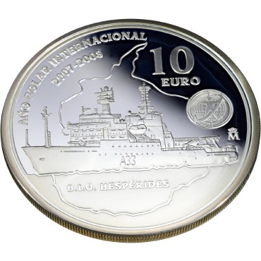 Серебряная монета Международный Полярный Год 10 Евро 2007 Испания
