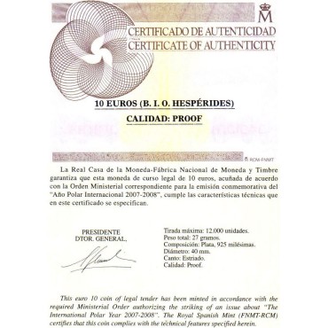 Серебряная монета Международный Полярный Год 10 Евро 2007 Испания