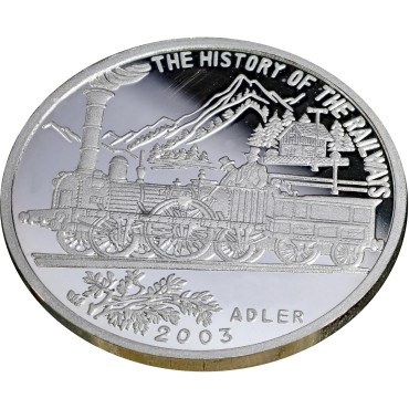 Срібна монета 20g Історія Залізниць "Адлер" 7 вон 2003 Північна Корея