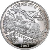 Серебряная монета 20g История Железных Дорог "Рейнгольд" 7 вон 2003 Северная Корея
