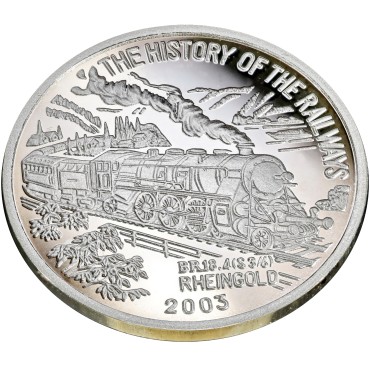 Серебряная монета 20g История Железных Дорог "Рейнгольд" 7 вон 2003 Северная Корея
