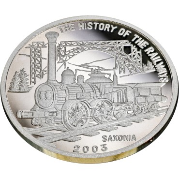 Срібна монета 20g Історія Залізниць "Саксонія" 7 вон 2003 Північна Корея