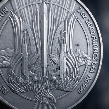 Серебряная монета 2oz Армия Дронов 2000 франков КФА 2024 Камерун