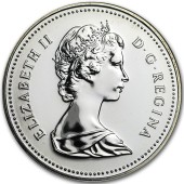 Серебряная монета Трансконтинентальная Железная Дорога 1 доллар 1981 Канада