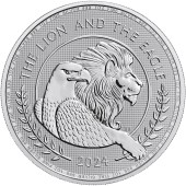 Срібна монета 1oz Британський Лев та Американський Орел 2 англійських фунта 2024 Британія