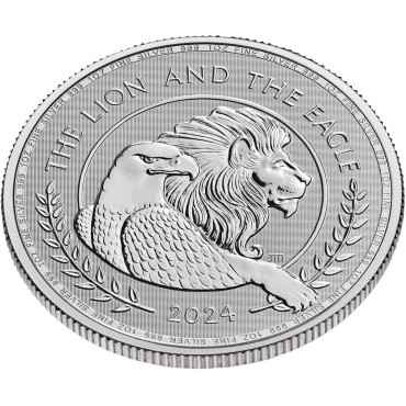 Серебряная монета 1oz Британский Лев и Американский Орел 2 английских фунта 2024 Британия