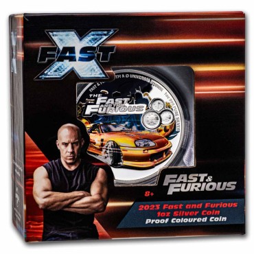 Серебряная монета 1oz Форсаж 2 доллара 2023 Ниуэ (Proof, цветная)