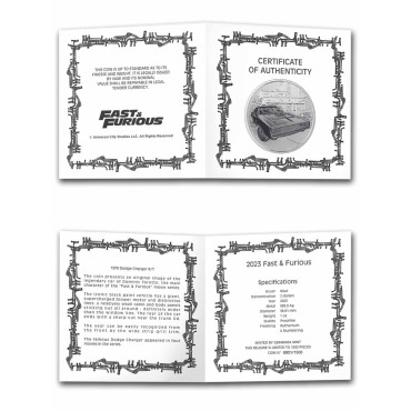 Серебряная монета 1oz Форсаж 2 доллара 2023 Ниуэ (Рутениевое покрытие)