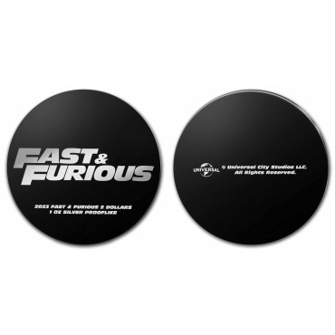 Серебряная монета 1oz Форсаж 2 доллара 2023 Ниуэ (Рутениевое покрытие)