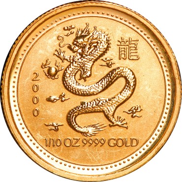 Золота монета 1/10oz Рік Дракона 15 доларів 2000 Австралія
