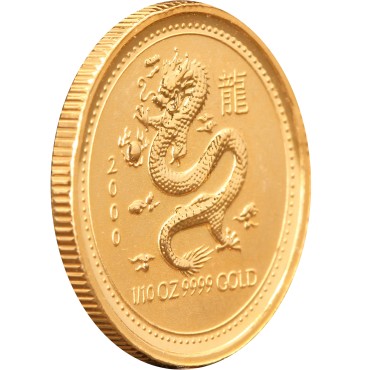 Золотая монета 1/10oz Год Дракона 15 долларов 2000 Австралия