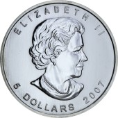 Срібна монета 1oz Кленовий Лист 5 доларів 2007 Канада