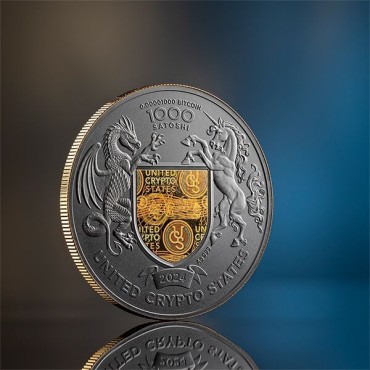 Купити-Срібна монета 1oz Україна Земля Cвободи 1000 Сатоші 2024 Сполучені Крипто Штати (позолота) у Києві з доставкою по всій Ук