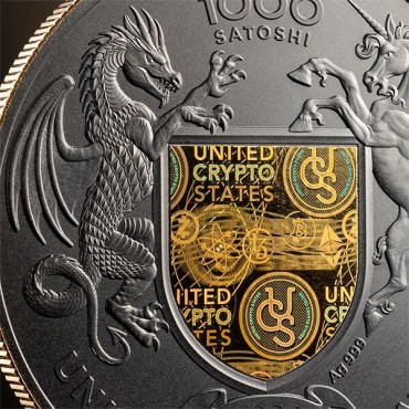 Купити-Срібна монета 1oz Україна Земля Cвободи 1000 Сатоші 2024 Сполучені Крипто Штати (позолота) у Києві з доставкою по всій Ук