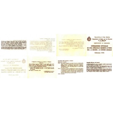 Золота монета Мир 5 скудо 1979 Сан-Марино