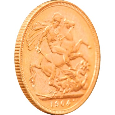 Золотая монета Соверен Эдуарда VII 1 Английский Фунт 1904 Великобритания