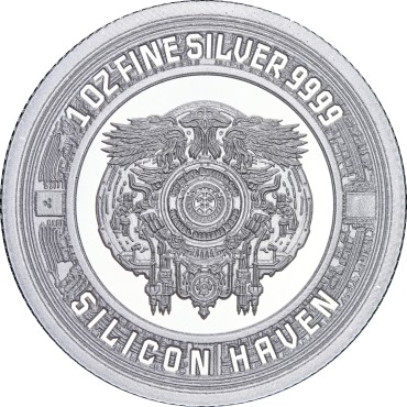 Серебряный раунд 1oz Кремниевая Долина 100 байткоинов 2024