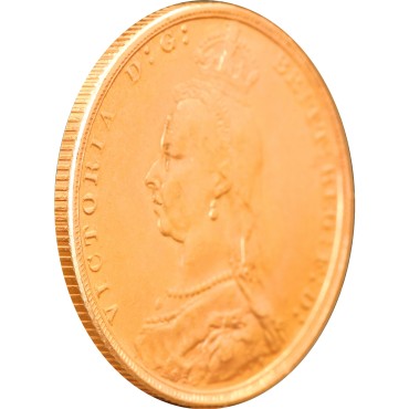 Золотая монета Соверен Виктории 1 Английский Фунт 1891 Великобритания