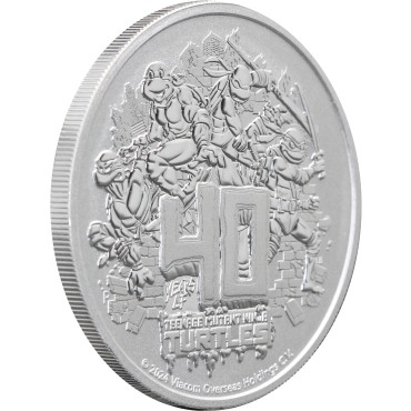 Серебряная монета 1oz Черепашки-Ниндзя 40 лет 1 доллар 2024 Тувалу