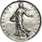 Серебряная монета 5 франков 1960-1965 год Франция