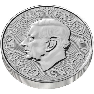 Серебряная монета 2oz Дракон Тюдоров "Королевские Звери Тюдоров" 5 фунтов 2024 Великобритания