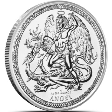 Серебряная монета 1oz Ангел 2024 Остров Мэн
