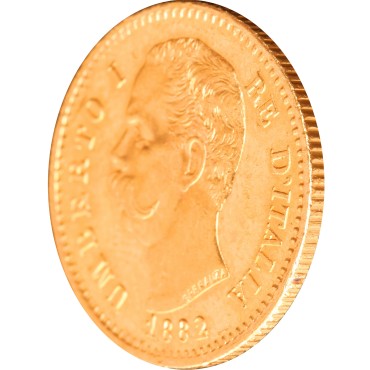 Золотая монета Умберто I 20 лир 1882 Италия