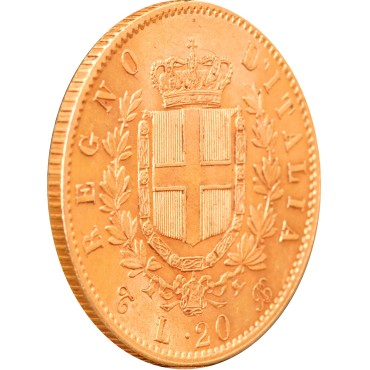 Золотая монета Виктор Эммануил II 20 лир 1863 Италия