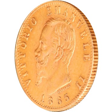 Золотая монета Виктор Эммануил II 20 лир 1865 Италия