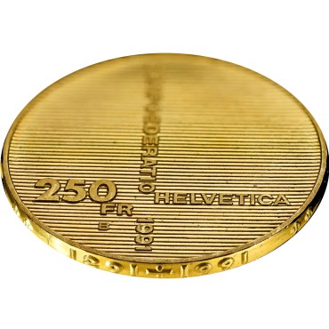 Золотая монета 700 лет Швейцарской Конфедерации 250 франков 1991 Швейцария