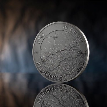 Серебряная монета 2oz Освобождение Херсона 10 седи 2024 Гана (цветная, antique)