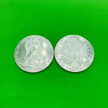 Серебряная монета Талер Марии Терезы 1780 Австрия рестрайк (AU/BU)