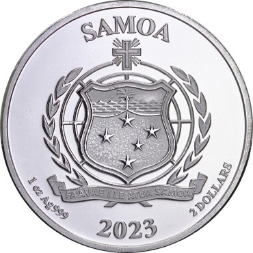 Серебряная монета 1oz Форсаж 2 доллара 2023 Самоа