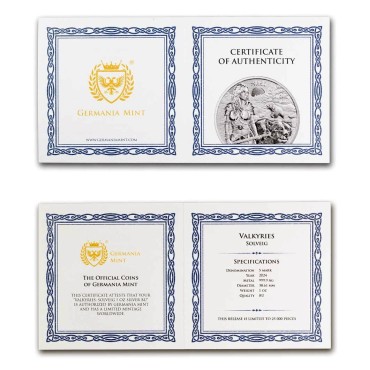 Серебряный раунд 1oz Валькирии: Сольвейг 5 марок 2024 Германия