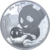 Серебряная монета 30g Китайская Панда 10 юань 2019 Китай