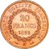 Золотая монета 20 франков 1892 Франция