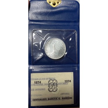 Серебряная монета 100 Лет Со Дня Рождения Гульельмо Маркони 500 лир 1974 Италия