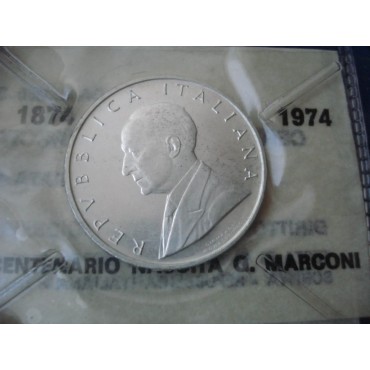Серебряная монета 100 Лет Со Дня Рождения Гульельмо Маркони 500 лир 1974 Италия
