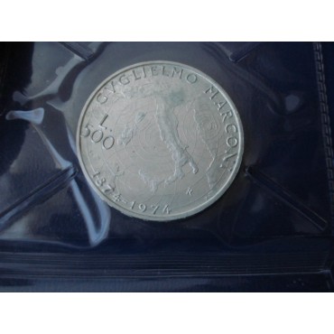 Серебряная монета 100 Лет Со Дня Рождения Гульельмо Маркони 500 лир 1974 Италия