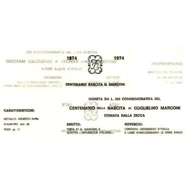 Срібна монета 100 Років З Дня Народження Гульєльмо Марконі 500 лір 1974 Італія