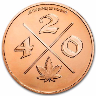 Мідний раунд 1oz Канабіс "Лист 420" США