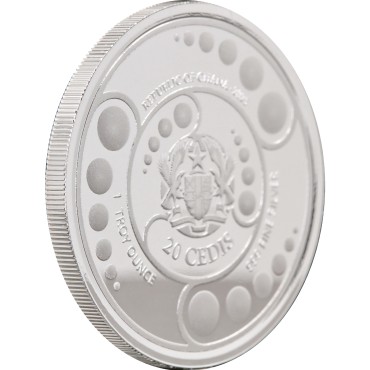 Серебряная монета 1oz Космический Пришелец 20 седи 2023 Гана (пруф, цветная)