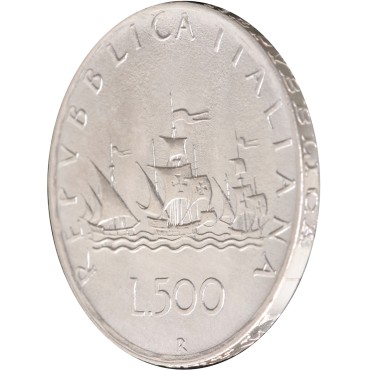 Срібна монета Кораблі Колумба 500 лір 1960 Італія