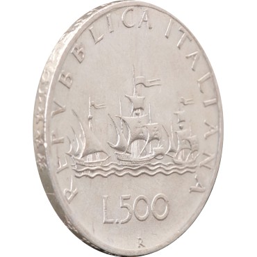 Срібна монета Кораблі Колумба 500 лір 1958 Італія