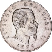 Серебряная монета 5 лир 1876 Италия